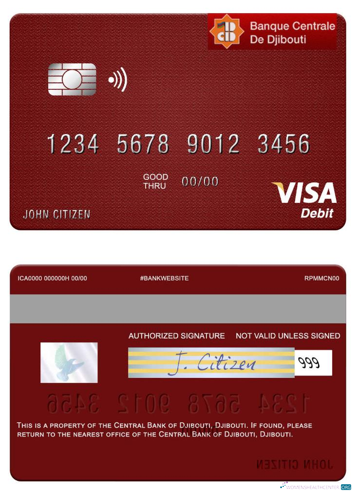 Download Djibouti Central Bank of Djibouti visa debit card Photoshop template